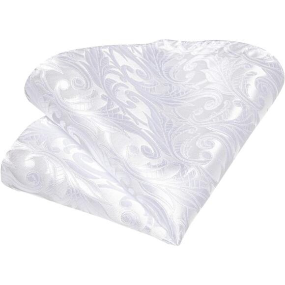 Mens Tie Set Silk Solid Paisley Necktie & Pocket Square Cufflinks Classic Formal - Picture 6 of 7